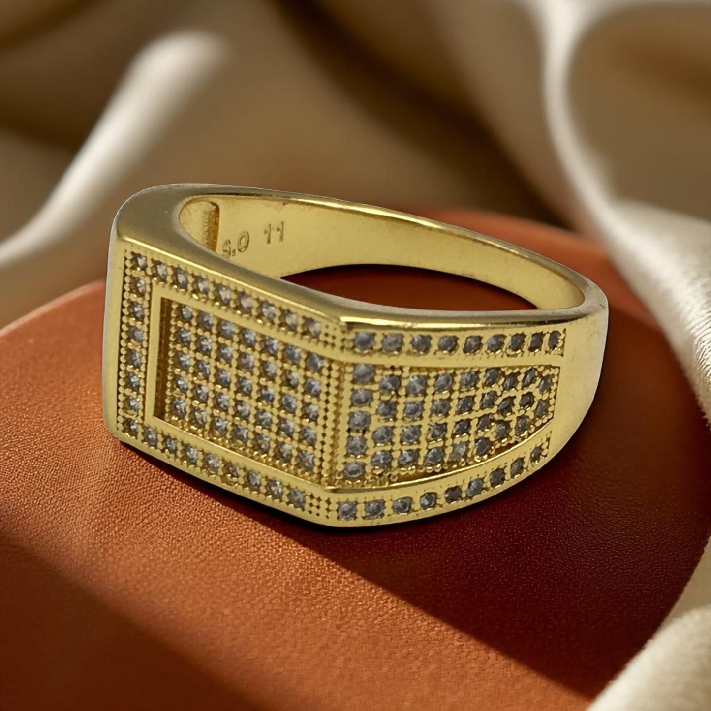 RIDANSH AMERICAN DIAMOND MICRO GOLD PLATED RING