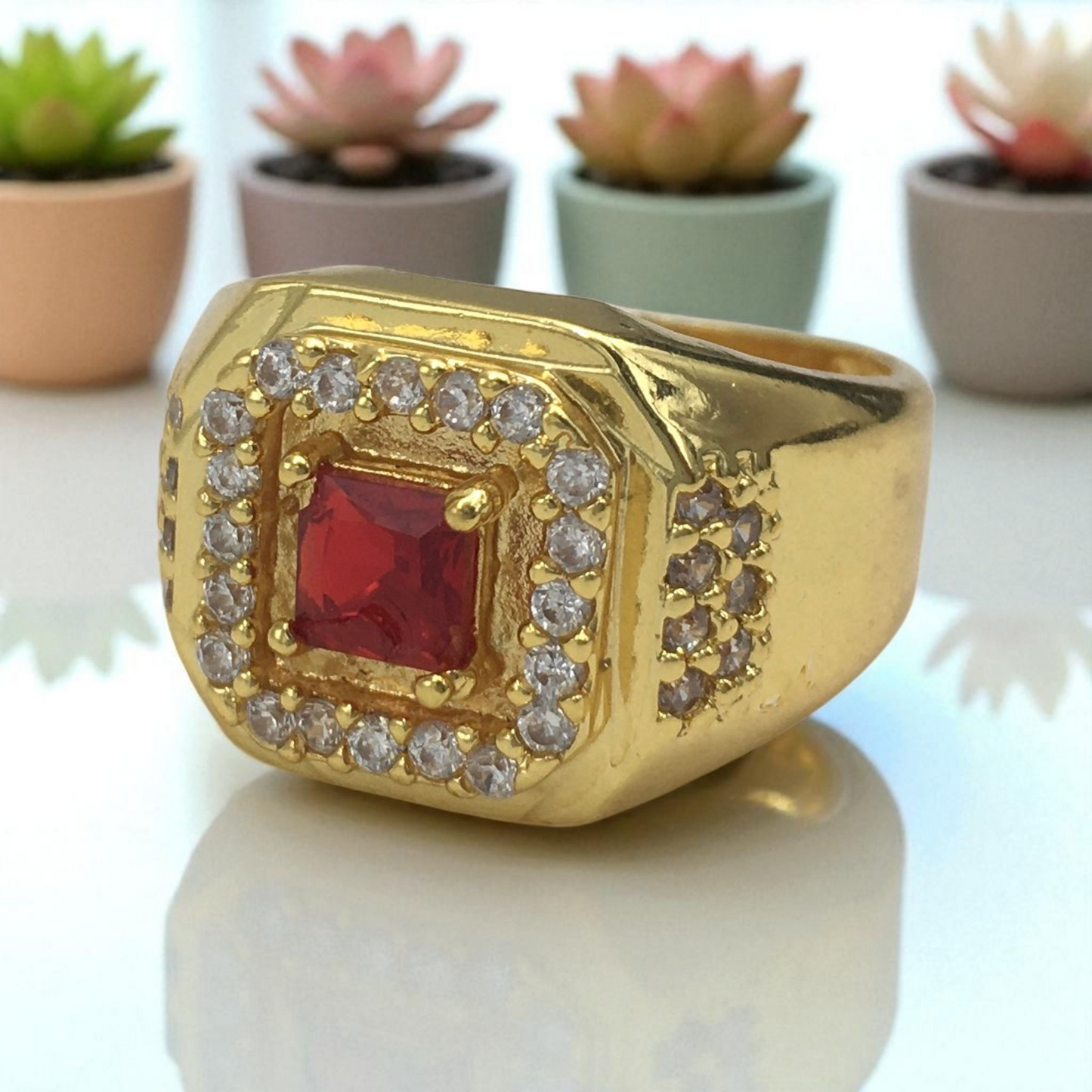 MISHIK AMERICAN DIAMOND MICRO GOLD PLATED RING