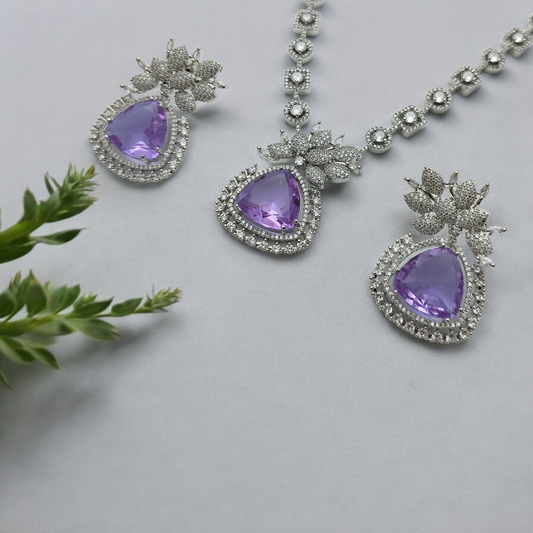 LILAC SPARKLE NECKLACE AND EARRINGS SET