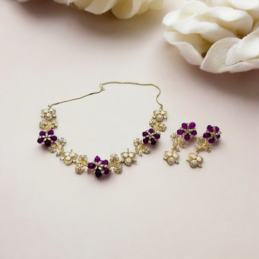 PURPLE FLORAL WHISPERS NECKLACE SET