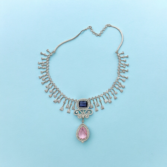 ROYAL BLUE & BABY PINK ZIRCONIA ACCENTS