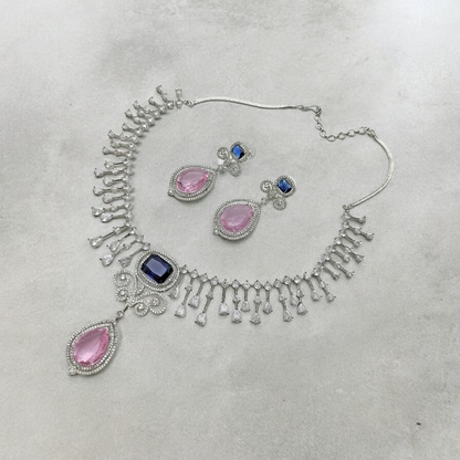 ROYAL BLUE & BABY PINK ZIRCONIA ACCENTS