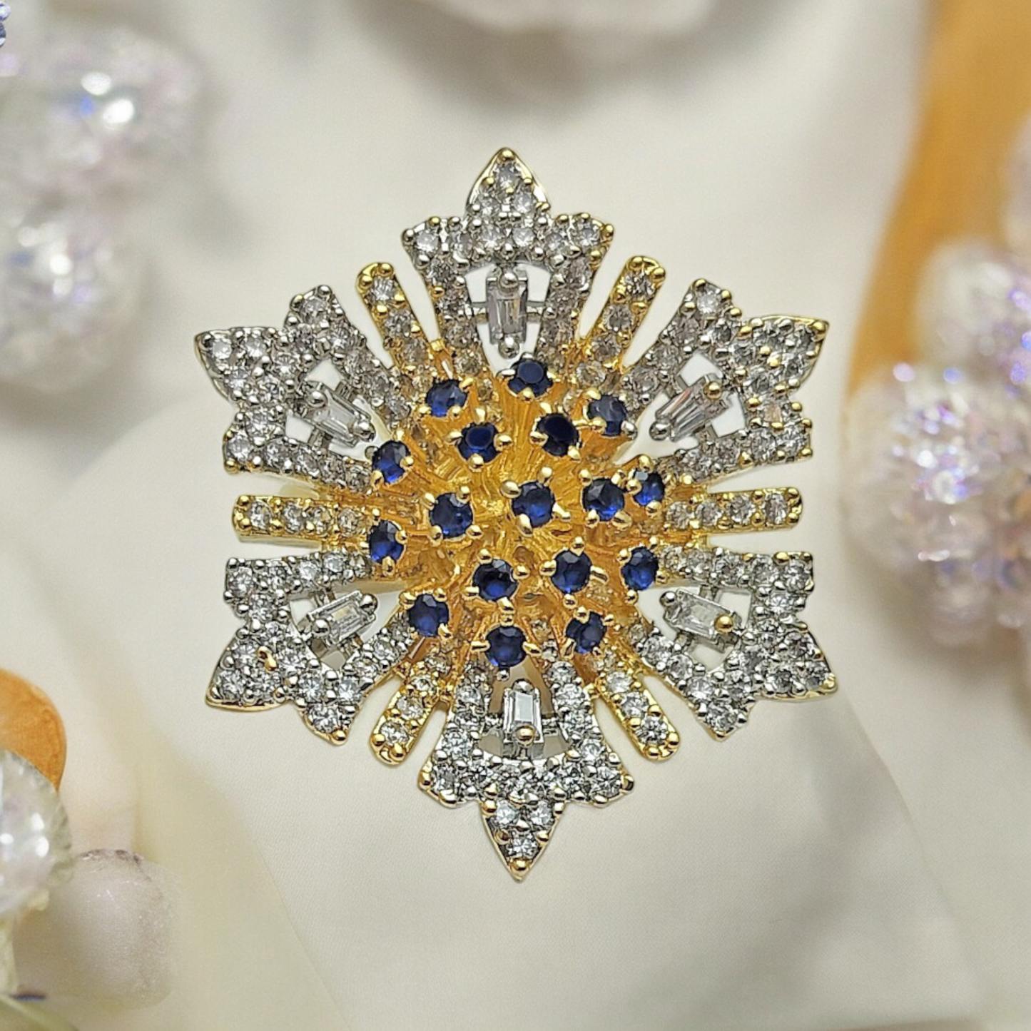 BLOSSOM BEAUTY NAVY BLUE ZIRCONIA ADJUSTABLE RING