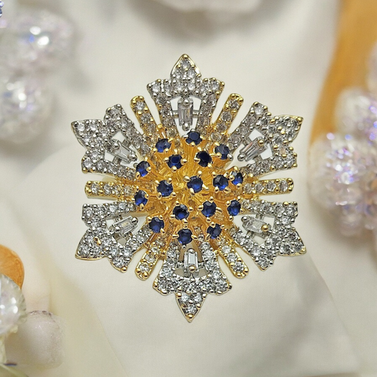 BLOSSOM BEAUTY NAVY BLUE ZIRCONIA ADJUSTABLE RING