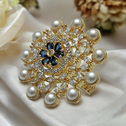 ROYAL BLUE ZIRCONIA ADJUSTABLE RING