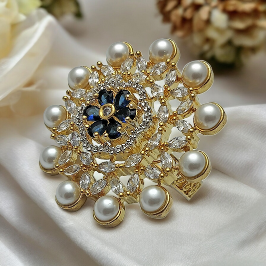 ROYAL BLUE ZIRCONIA ADJUSTABLE RING