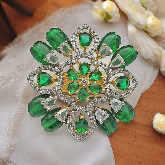 EMERALD AARIANA ZIRCONIA ADJUSTABLE RING