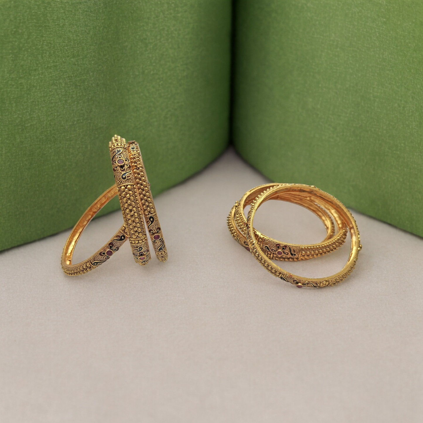 MEENAKARI MAJESTY BRASS BANGLE SET
