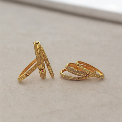 FLORAL RADIANCE BRASS BANGLE SET