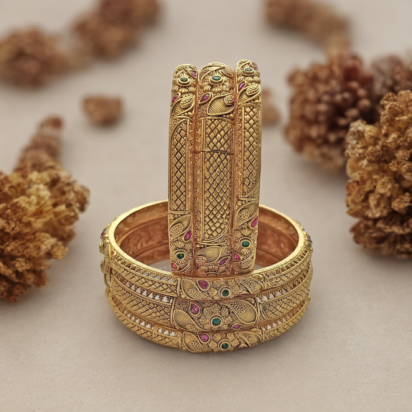 KRITI ROSE BRASS BANGLE SET