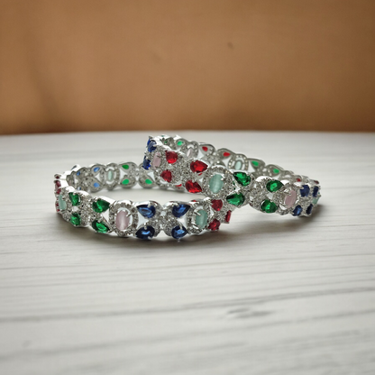ALISHA MULTICOLOUR SILVER BANGLE SET