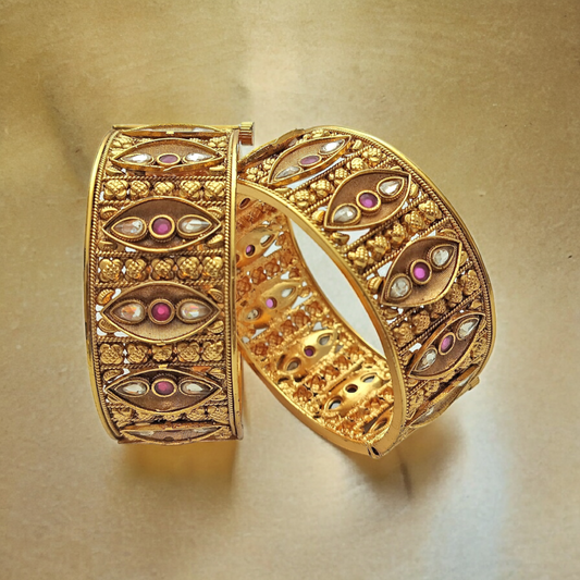 RUBY FROST BRASS KADA SET