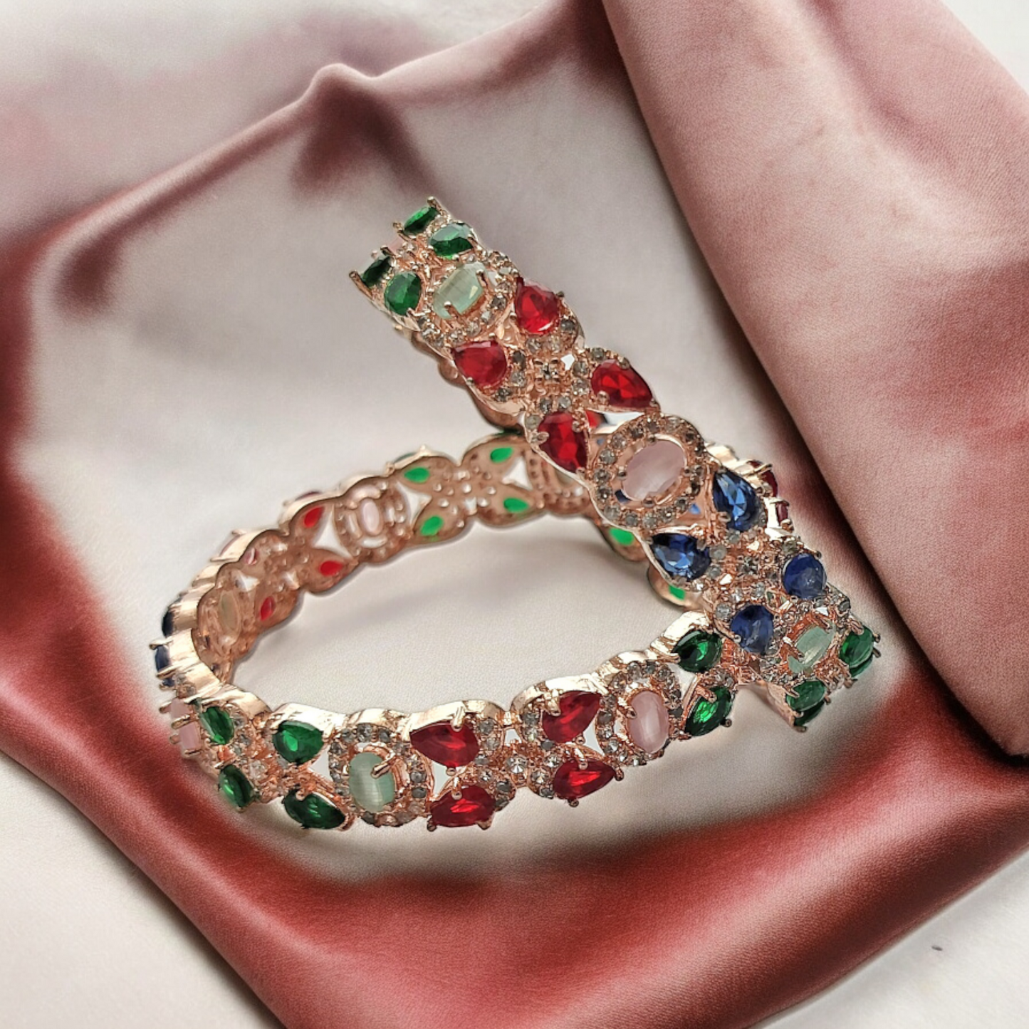 ALISHA MULTICOLOUR ROSE GOLD BANGLE SET