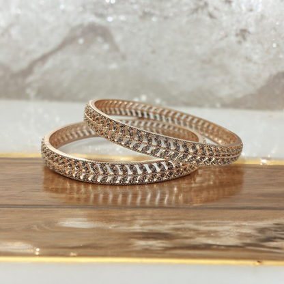 ETHEREAL LEAVES ROSE GOLD AD BANGLE SET