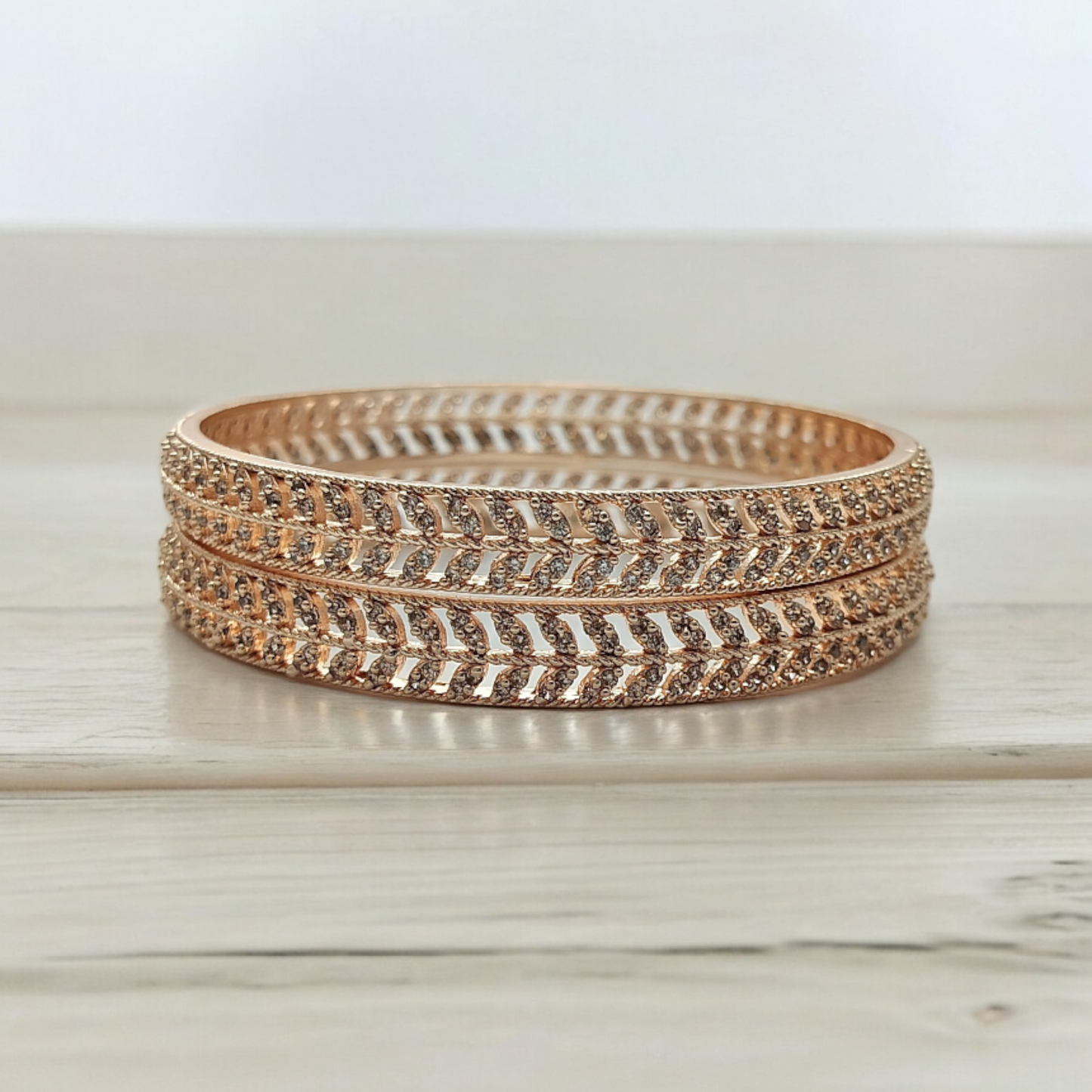 ETHEREAL LEAVES ROSE GOLD AD BANGLE SET