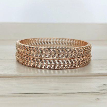 ETHEREAL LEAVES ROSE GOLD AD BANGLE SET