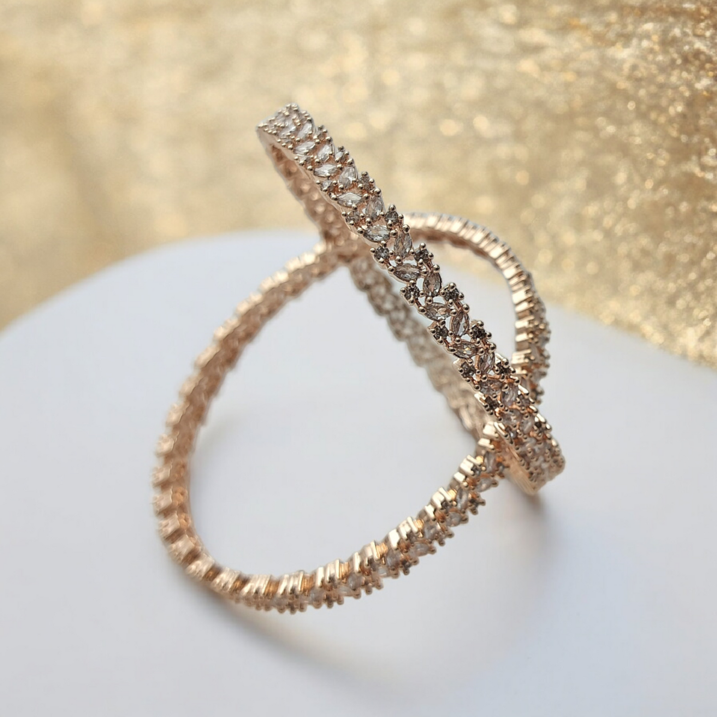 HARMONY ROSE GOLD AD BANGLE SET.