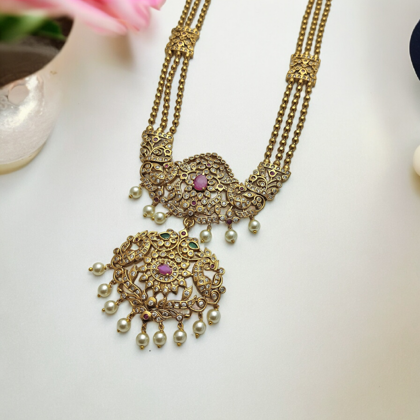 MEENAKSHI LONG TEMPLE NECKLACE SET