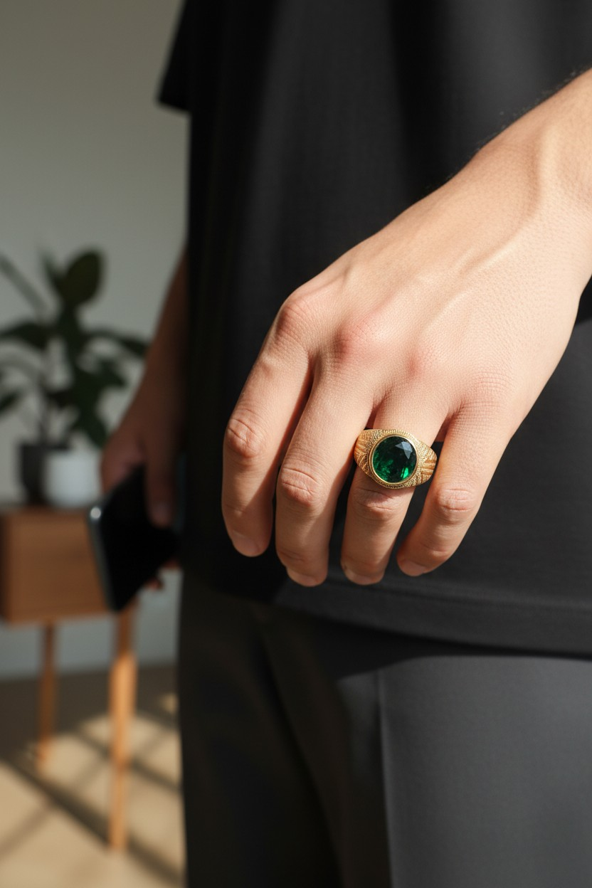 EMERALD MAGESTIC MEN'S RING