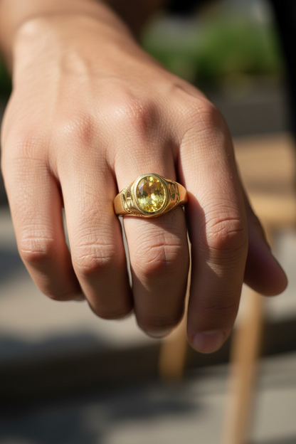 AURMEN GOLDEN AURA SIGNET MEN'S RING