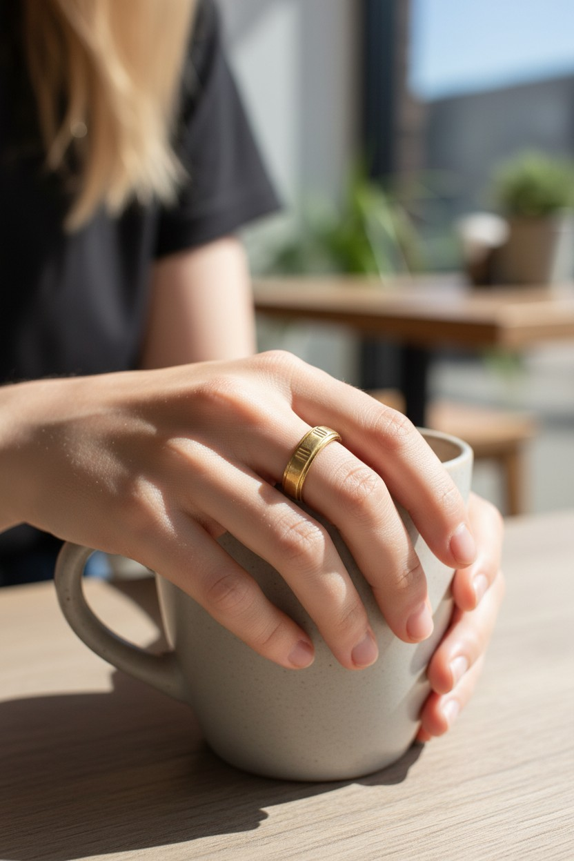 CLASSIC STRIPE GOLD BAND LADIES RING
