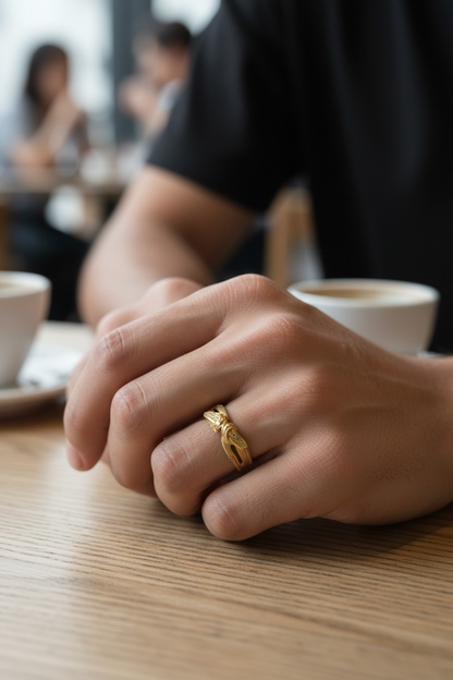 BRAIDED KNOT GOLD LOOK MEN'S RING