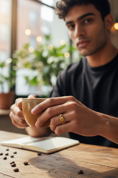 AURMEN URBAN GRID GOLD MEN'S RING