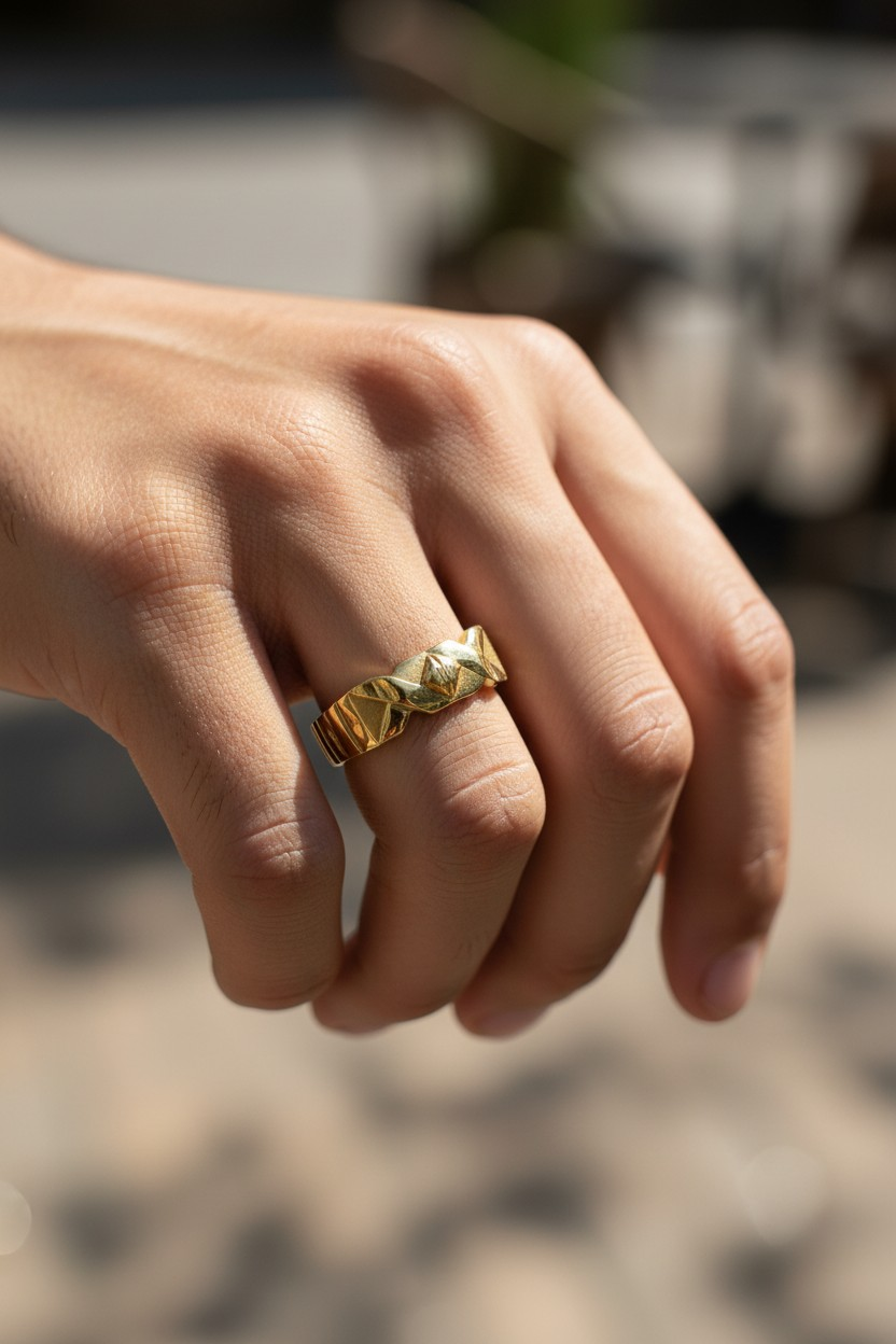 AURMEN TWISTED ROYAL GOLD MEN'S RING