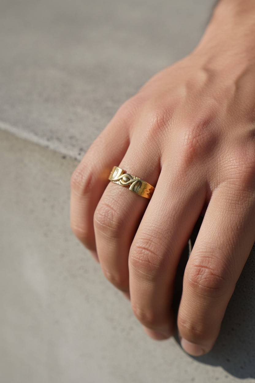 AURMEN INFINITY WAVE GOLD MEN'S RING
