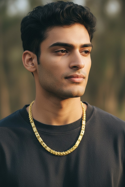 PREMIUM SQUARE LINK GOLD PLATED MEN'S CHAIN