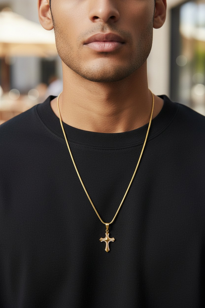 PREMIUM MICRO GOLD CROSS PENDANT MEN'S CHAIN