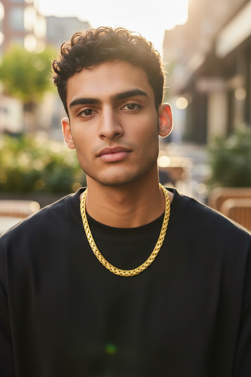 TITAN WEAVE GOLD FINISH MEN'S CHAIN