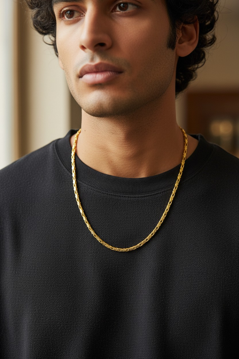 AURIC SLIM GOLD FINISH MEN'S CHAIN