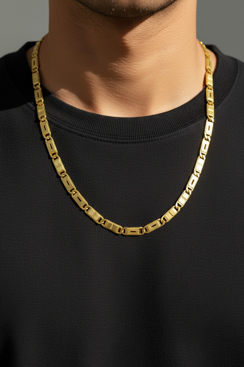 LINEAR TEXTURED GOLD MEN’S CHAIN