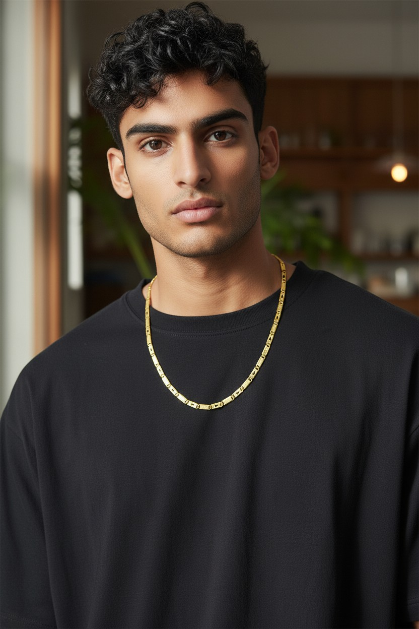 BLACK ACCENT PREMIUM MEN’S GOLD CHAIN