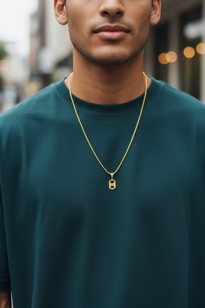BLACK ACCENT MICRO GOLD PLATED PENDANT CHAIN