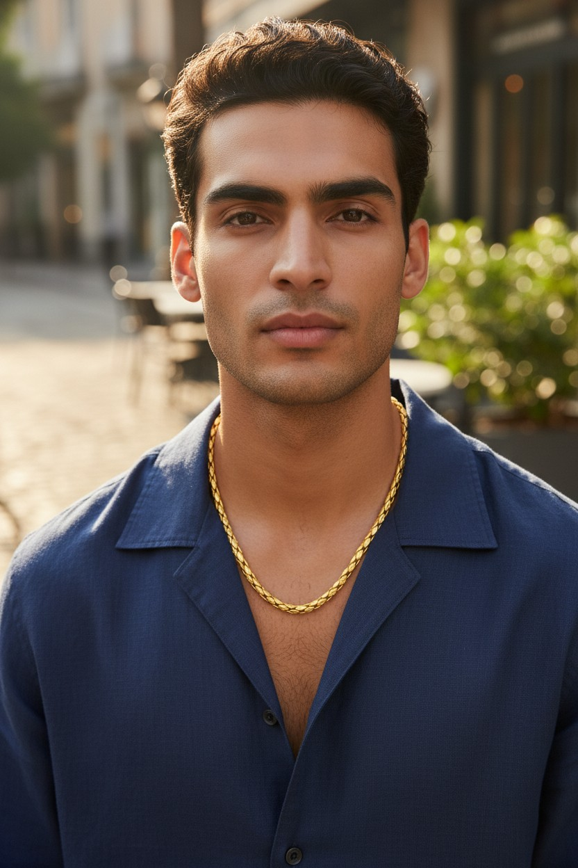 OVAL TEXTURE MICRO GOLD MEN’S CHAIN