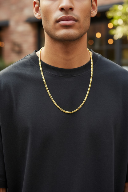 RECTANGULAR DESIGN MICRO GOLD MEN’S CHAIN