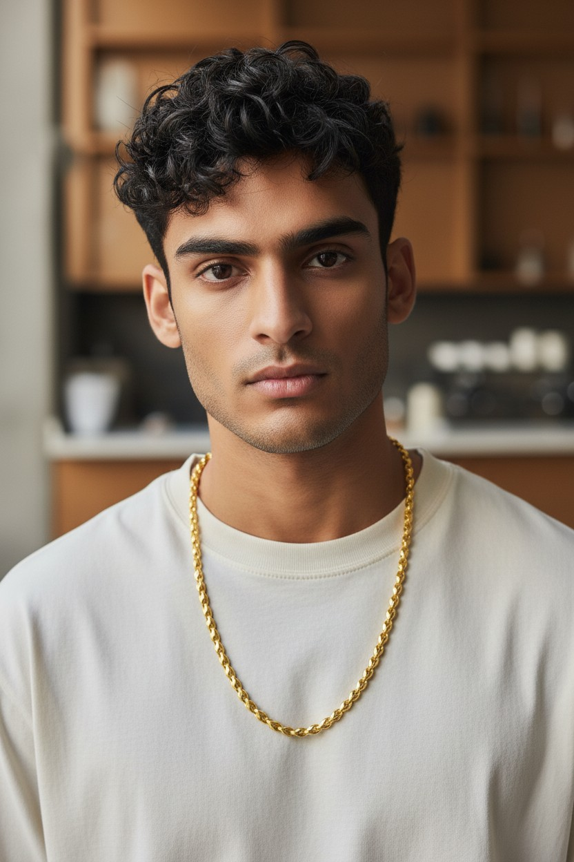 CLASSIC CURVE LINK MICRO GOLD MEN’S CHAIN