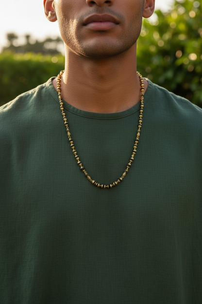 CLASSIC RUDRAKSH BEAD MICRO GOLD MEN’S MALA