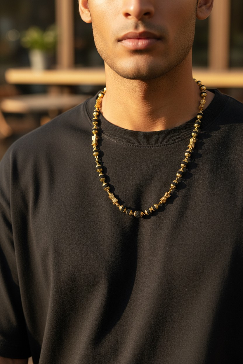 AD BALL RUDRAKSH MICRO GOLD MEN’S MALA