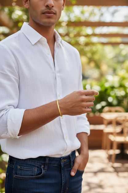 AURUM HERRINGBONE MICRO GOLD PLATED BRACELET FOR MEN | PREMIUM BRASS BRACELET