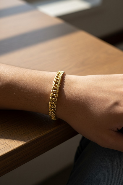 TITAN CUBAN MICRO GOLD PLATED BRACELET FOR MEN | PREMIUM BRASS BRACELET