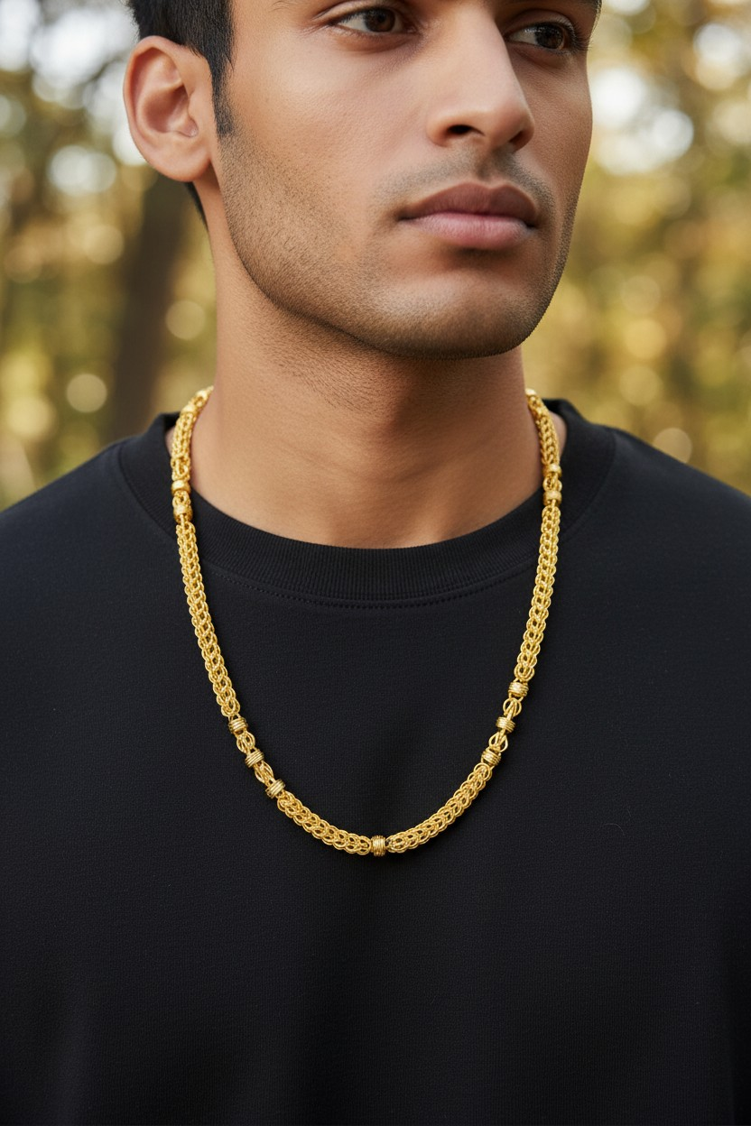 ROYAL BYZANTINE WEAVE GOLD PLATED MEN'S CHAIN