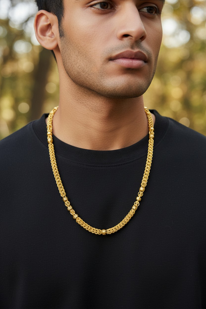 ROYAL BYZANTINE WEAVE GOLD PLATED MEN'S CHAIN