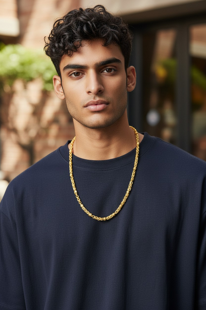 IMPERIAL VORTEX WEAVE MICRO GOLD PLATED GOLD CHAIN FOR MEN | PREMIUM BRASS WEAVE CHAIN