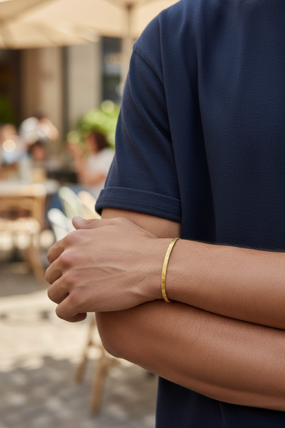 SIGNATURE TEXTURE MICRO GOLD PLATED BRACELET FOR MEN | PREMIUM BRASS MEN'S BRACELET