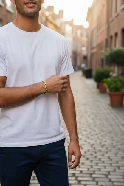 IMPERIAL CUBAN MICRO GOLD PLATED BRACELET FOR MEN | PREMIUM BRASS CUBAN LINK BRACELET