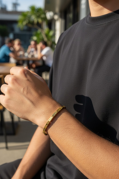 HERITAGE STAR MICRO GOLD PLATED BRACELET FOR MEN | PREMIUM BRASS MEN'S BRACELET