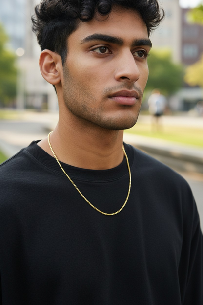 TITAN GRID BOX MICRO GOLD PLATED CHAIN FOR MEN | PREMIUM BRASS GOLD CHAIN
